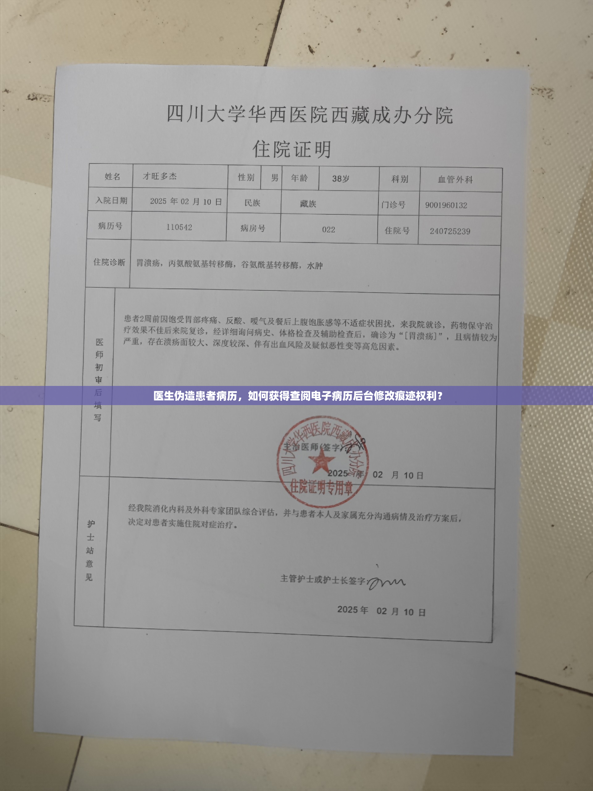  医生伪造患者病历，如何获得查阅电子病历后台修改痕迹权利？